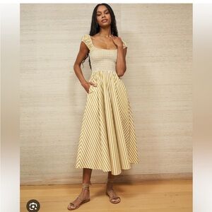 NWT La Ligne “Vivian” dress in S, cream and gold striped